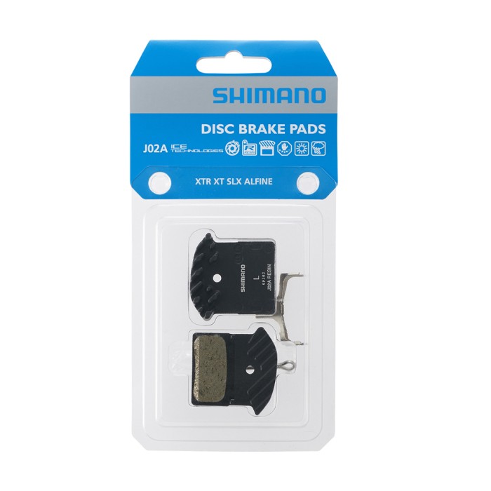 Diskinių stabdžių kaladėlės Shimano J02A Resin su aušintuvu (XTR, Deore XT, SLX, Alfine) Diskinių stabdžių kaladėlės Shimano J02A Resin su aušintuvu (XTR, Deore XT, SLX, Alfine)