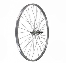 Galinis ratas 26'' MTB 6/7 pavarų užsukamas žv. blokas (sidabrinis) Galinis ratas 26'' MTB 6/7 pavarų užsukamas žv. blokas (sidabrinis)