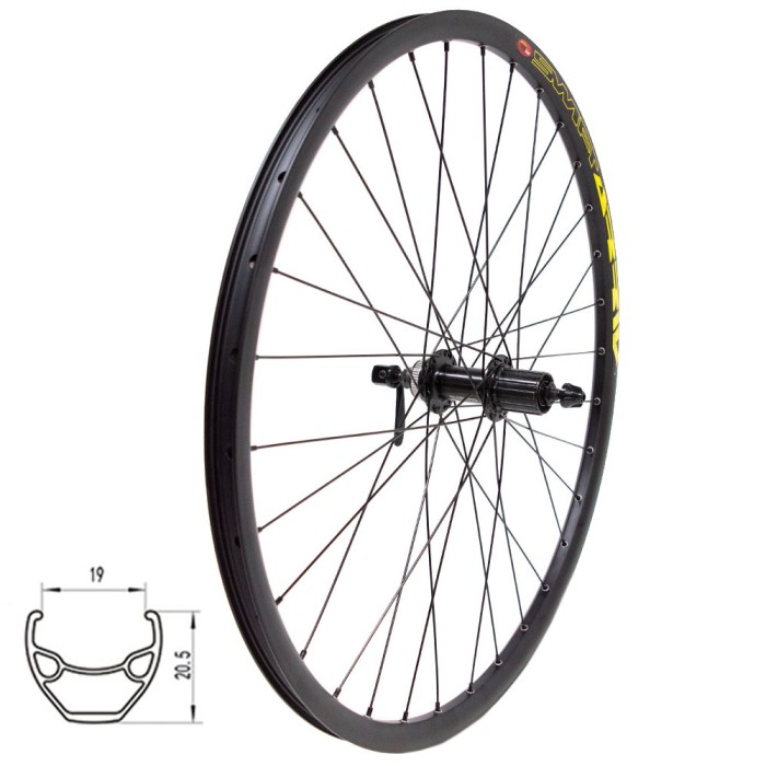 Galinis ratas 26'' STARSCircle J19SE 32H Shimano TX505 stebulė su greitveržle Galinis ratas 26 STARSCircle J19SE 32H Shimano TX505 stebulė su greitveržle
