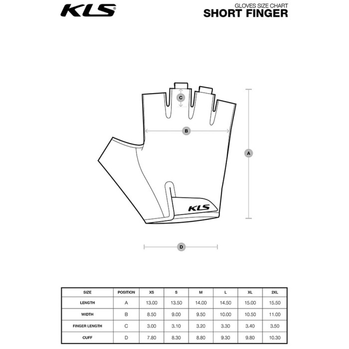 Pirštinės KLS Cutout short 022, XL (juodos)