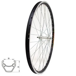 Priekinis ratas 26" STARSCircle J19SZ ratl. aliuminė stebulė, 36H su veržlėmis, v-tipo (juoda/sidabrinė)