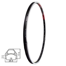 Ratlankis 28/29", HL20DD V-tipo 36H, dvigubas,  su kniedėmis (juodas)