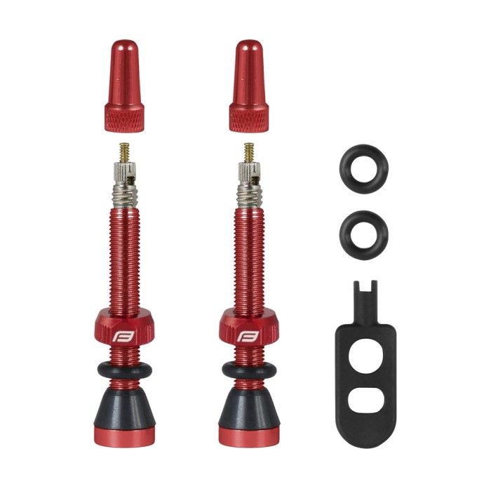 Ventiliai FORCE bekamerinėms padangoms 2xFV 44mm (raudoni) Ventiliai FORCE bekamerinėms padangoms 2xFV 44mm (raudoni)
