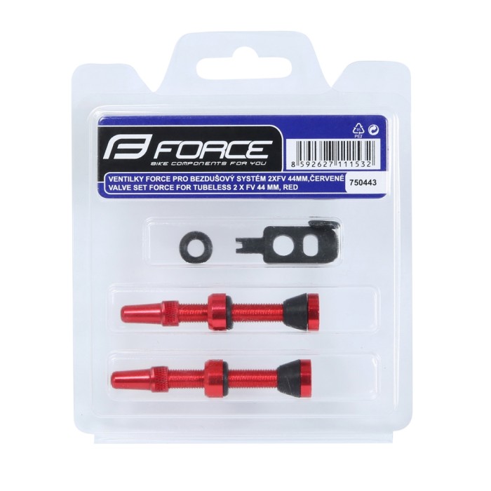 Ventiliai FORCE bekamerinėms padangoms 2xFV 44mm (raudoni) Ventiliai FORCE bekamerinėms padangoms 2xFV 44mm (raudoni)